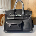 HERMES BIRKIN CARGO 35CM BLACK CANVAS AND LEATHER SILVER HARDWARE