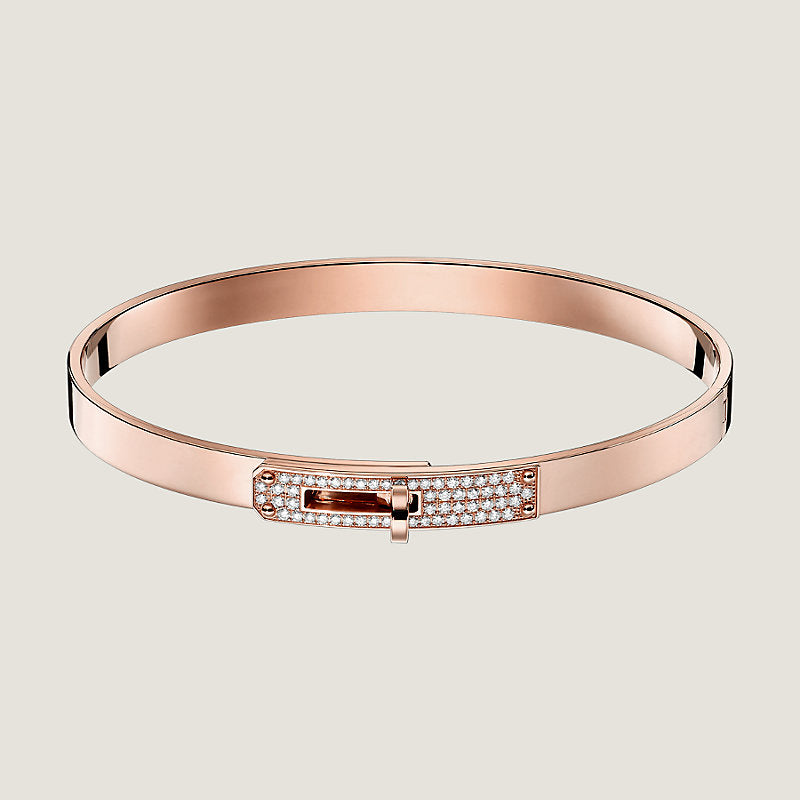 18K Kelly Small Model Diamond Hermes Bracelet