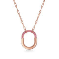 18K Tiffany Lock Pink Pave Diamonds Necklace