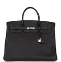 HERMES BIRKIN 40 IN BLACK TOGO PALLADIUM HARDWARE