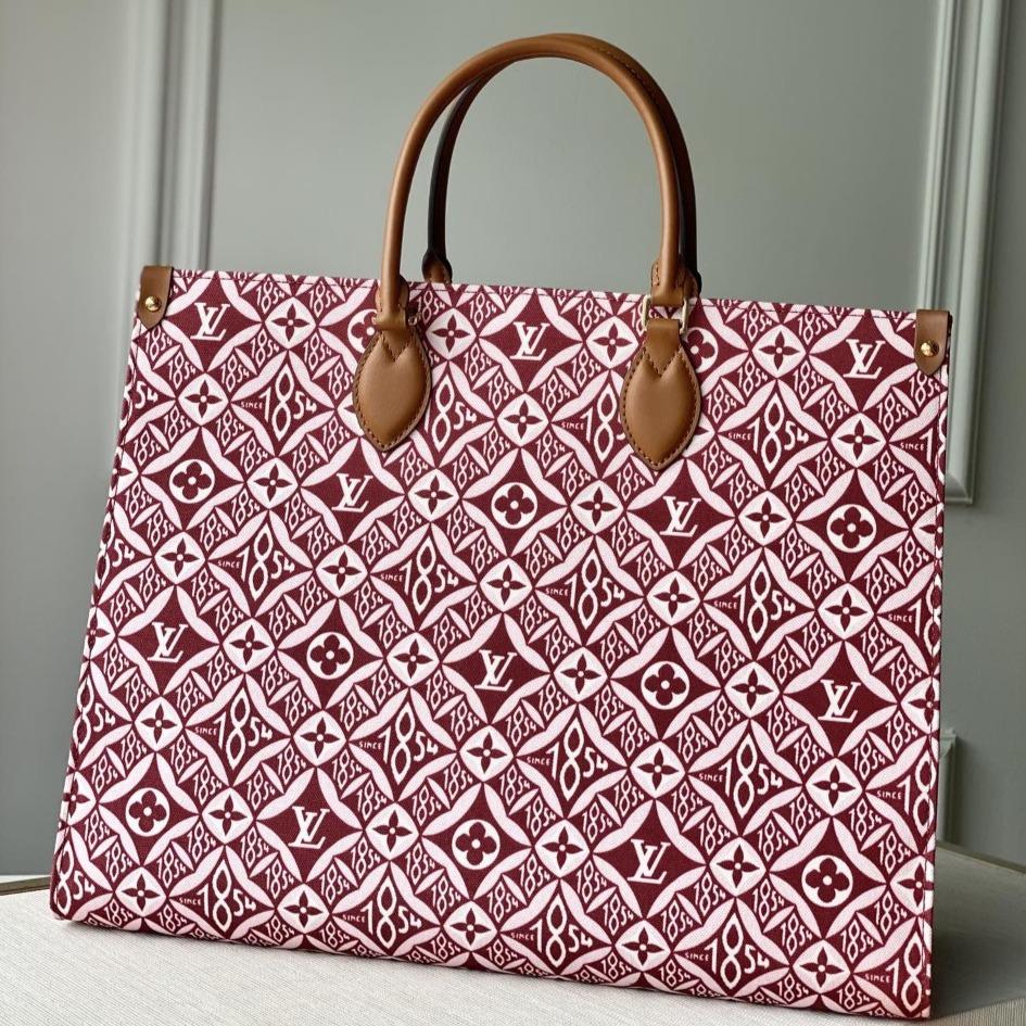 LOUIS VUITTON LV SINCE 1854 ONTHEGO GM BORDEAUX RED TEXTILE