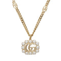 18K Double Gucci Pearl Double Gucci Necklace
