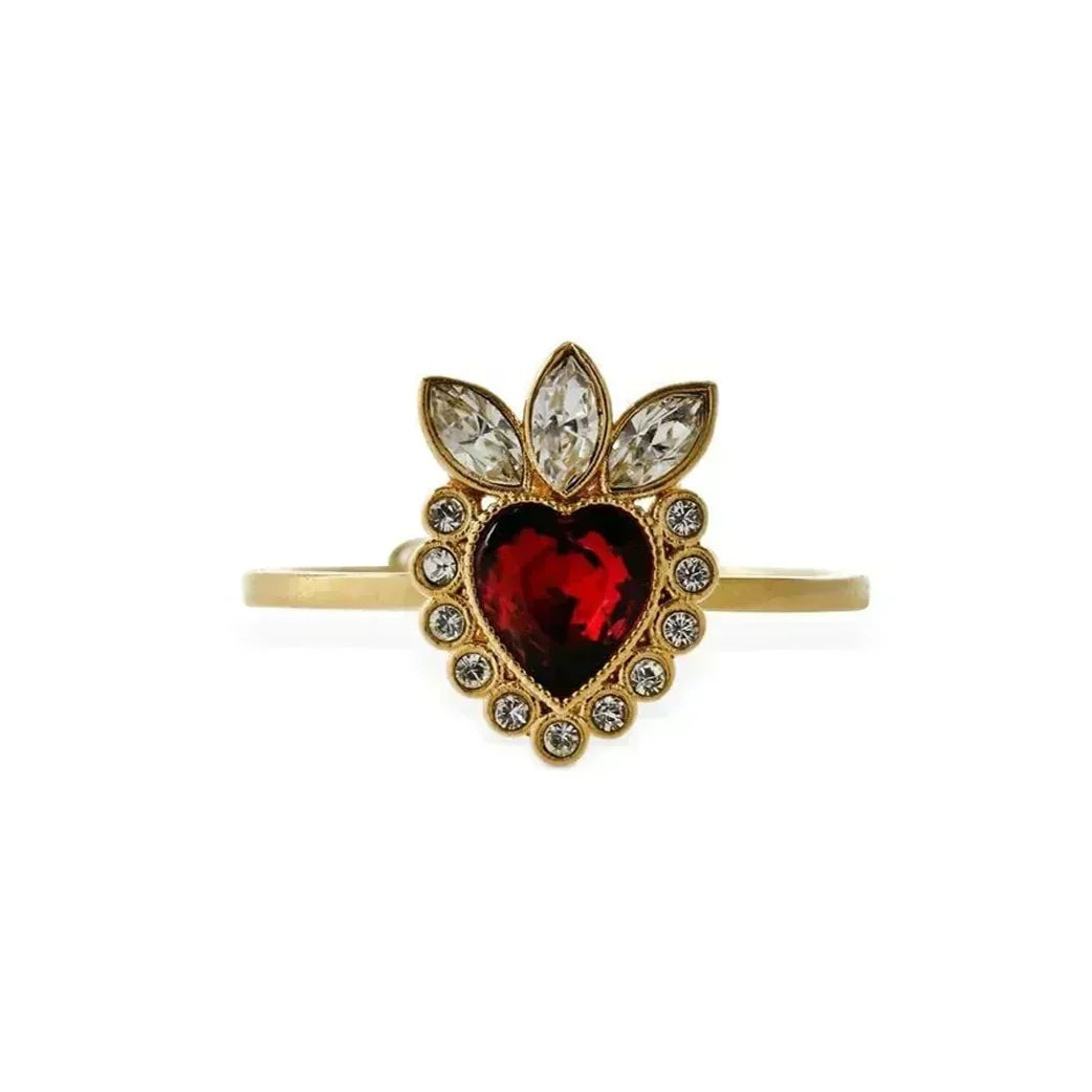 18K Double Gucci Crystal Heart Ring