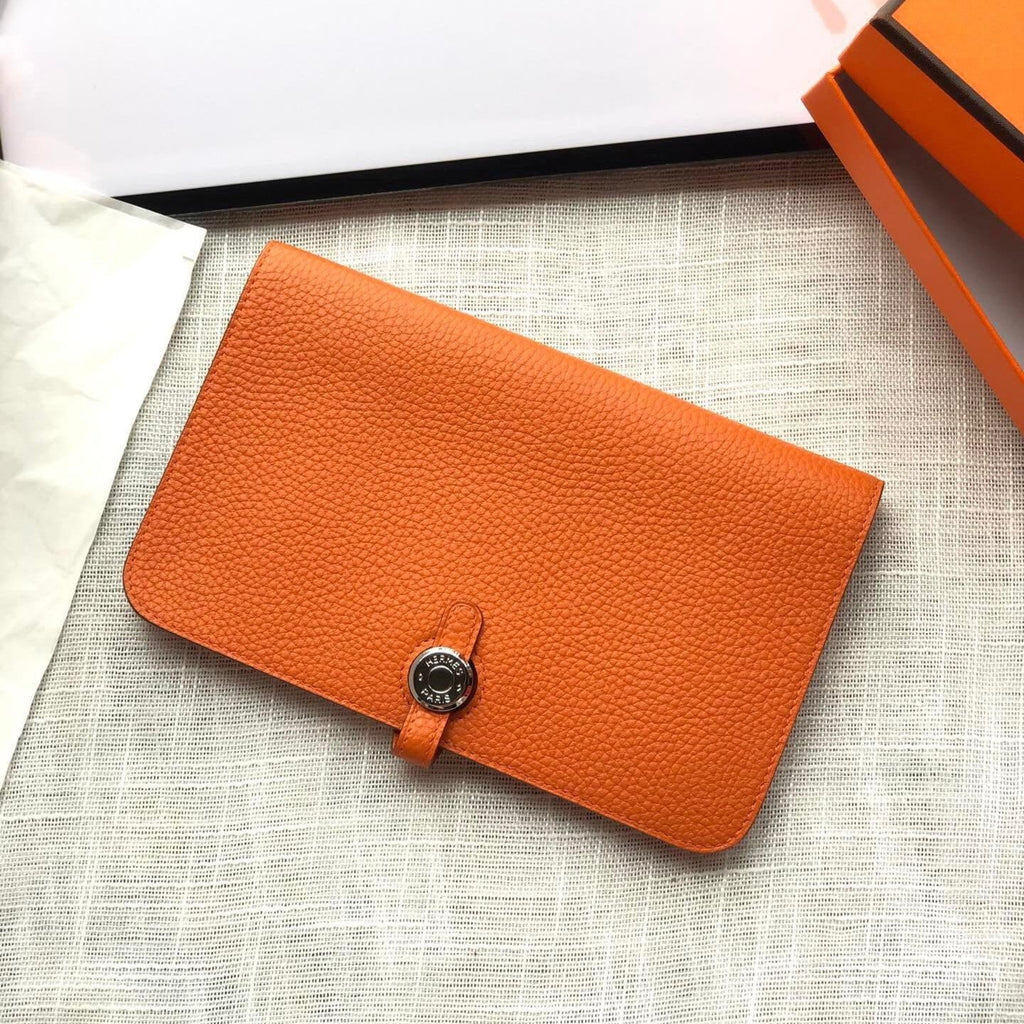 HERMES Dogon Wallet 20 Orange Togo Shw