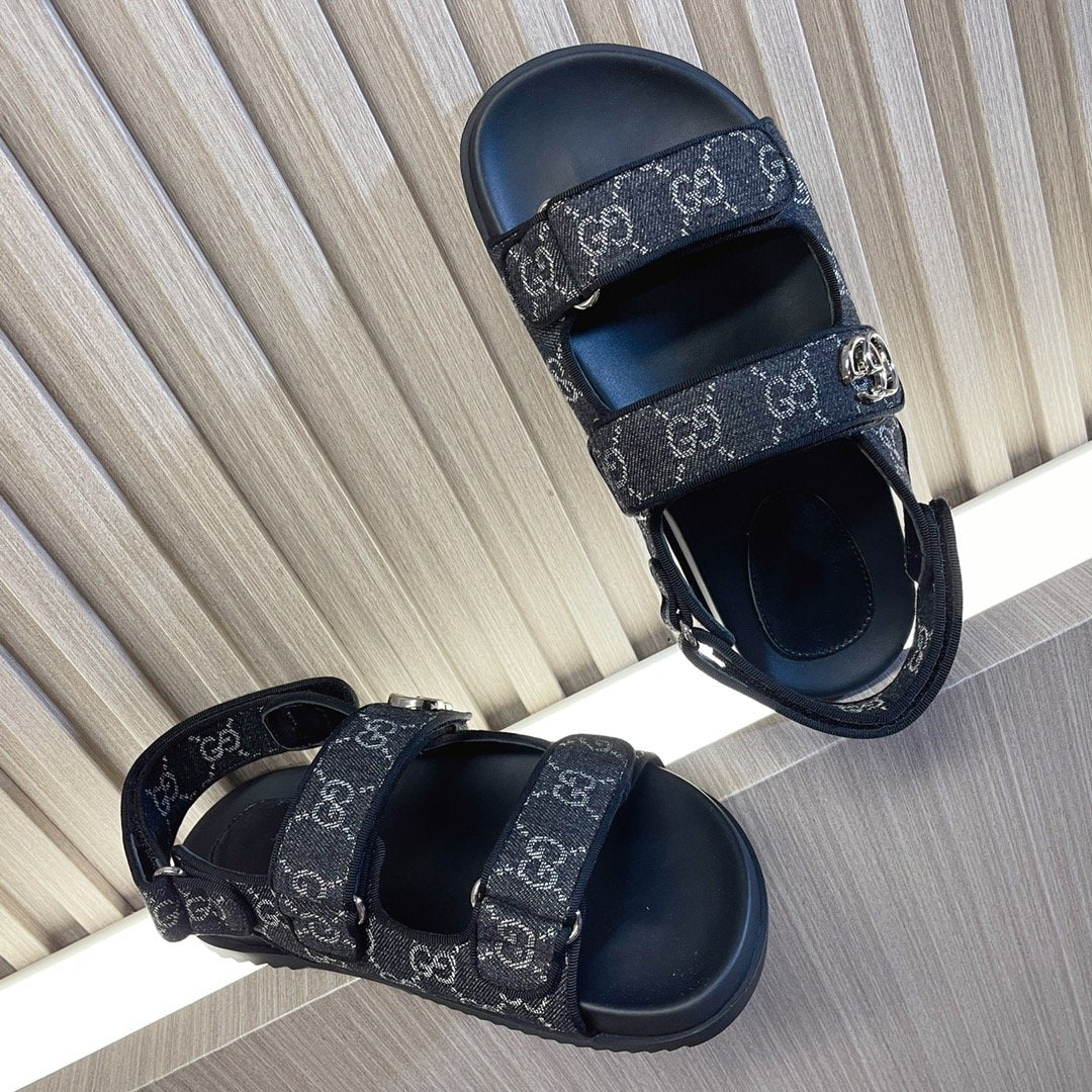 GUCCI CLASSIC CANVAS SANDALS BLACK
