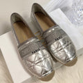 DIOR GRANVILLE ESPADRILLE SILVER QUILTED CANNAGE CALFSKIN