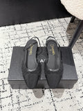 CHANEL SLINGBACK 25S IN BLACK FABRIC