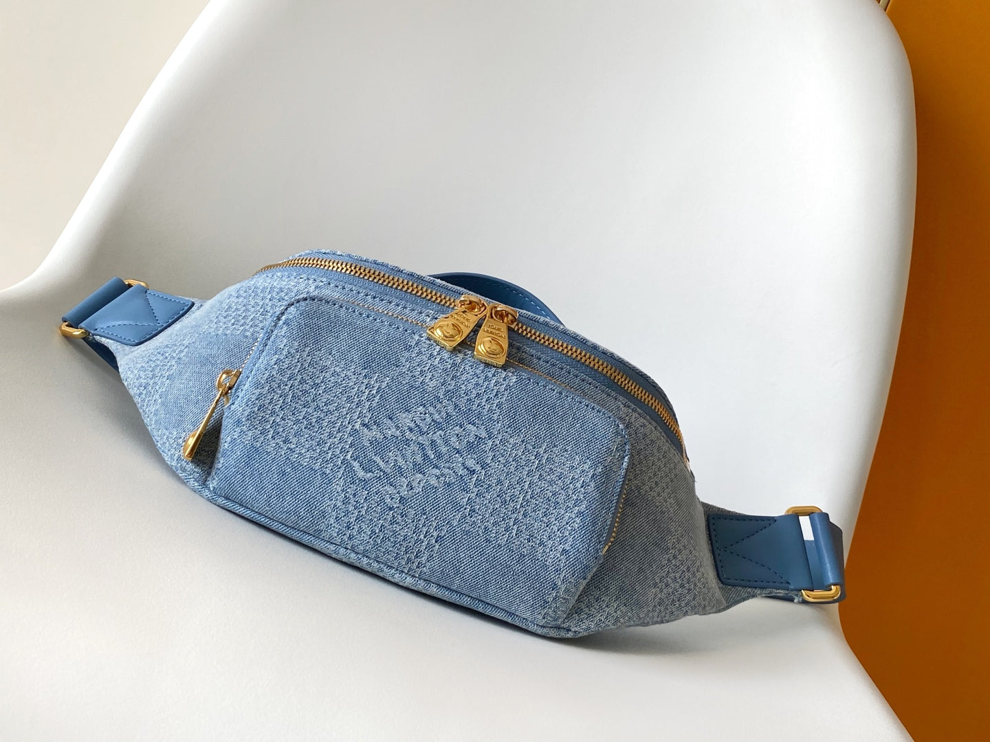 LOUIS VUITTON LV 25S RUSH BUMBAG 30 IN BLUE CANVAS DAMIER DENIM