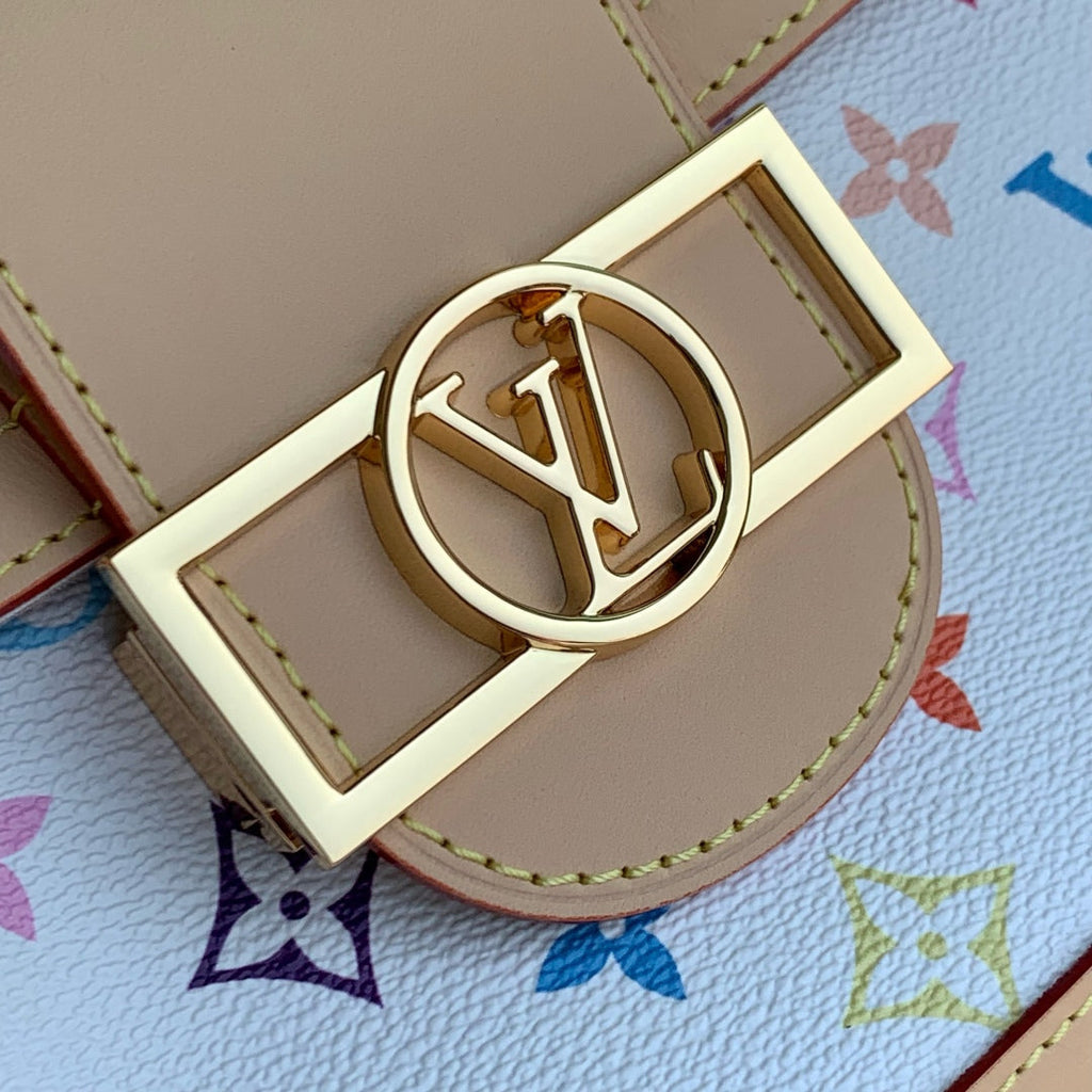 LOUIS VUITTON LV x TM DAUPHINE SOFT 28 IN COLORFUL MONOGRAM PATTERN AND WHITE COATED CANVAS