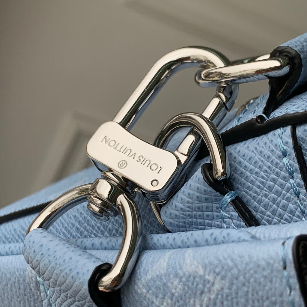 LOUIS VUITTON TRIO MESSENGER BAG 25 IN BLUE MONOGRAM COATED CANVAS AND CALFSKIN