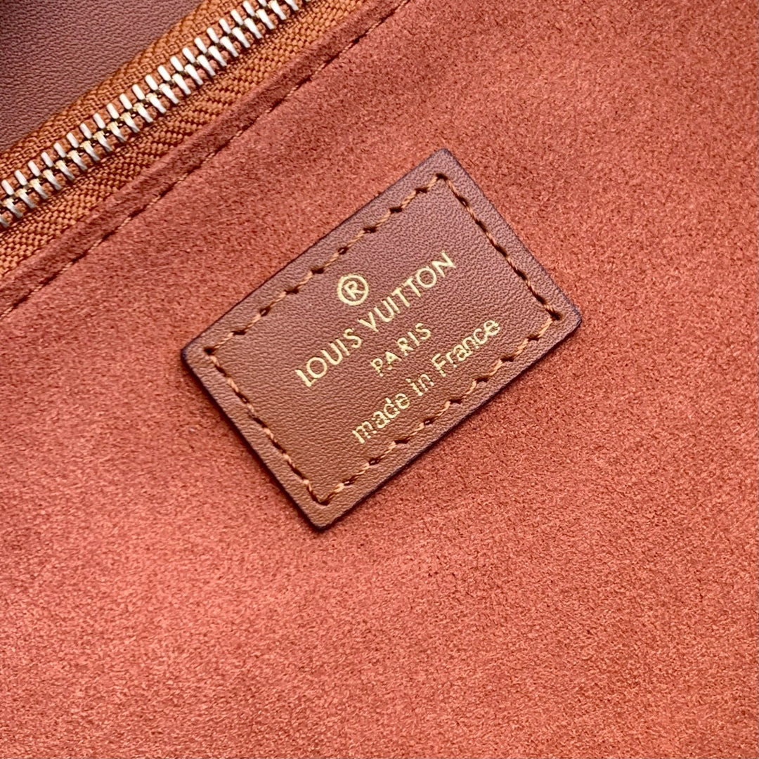 LOUIS VUITTON ONTHEGO ORGANIZER 37 IN BROWN COATED CANVAS AND CALFSKIN