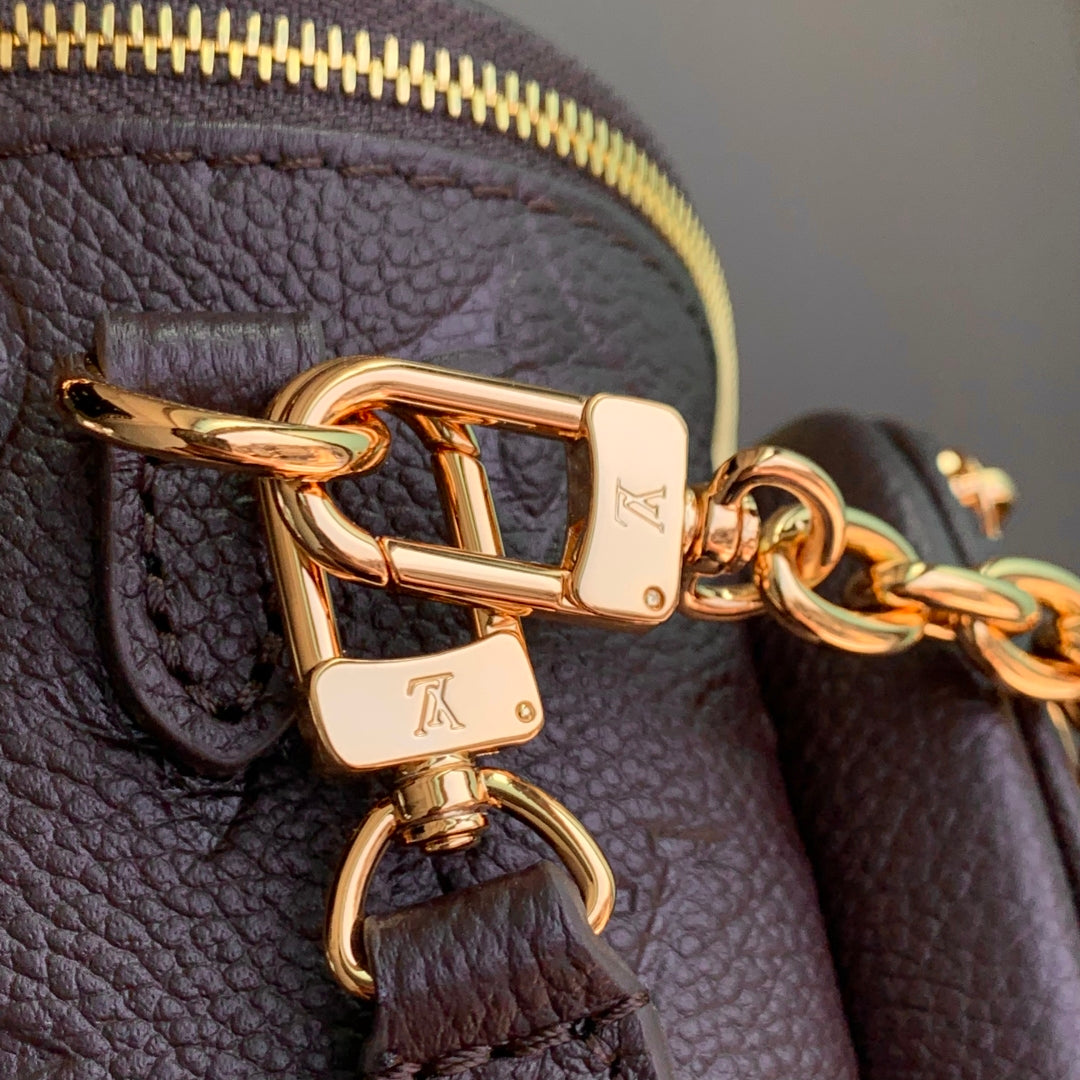 LOUIS VUITTON MINI BUMBAG 17 IN DARK BROWN MONOGRAM EMBOSSED LOGO CALFSKIN
