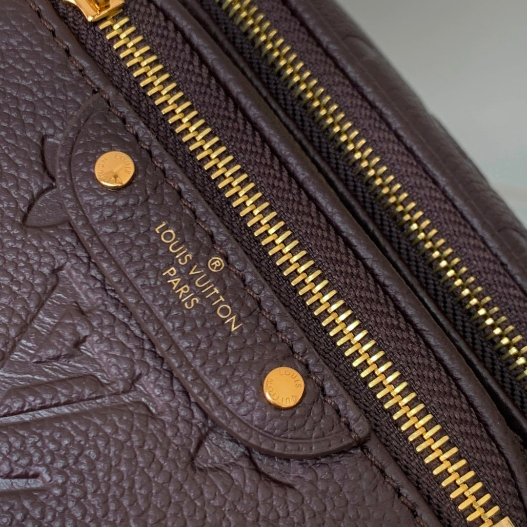 LOUIS VUITTON MINI BUMBAG 17 IN DARK BROWN MONOGRAM EMBOSSED LOGO CALFSKIN