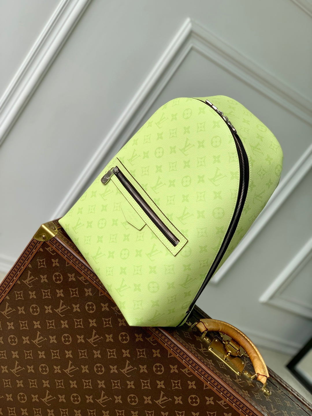 LOUIS VUITTON DISCOVERY SLIM BACKPACK 38 IN LEMON YELLOW MONOGRAM ECLIPSE REVERSE CALFSKIN