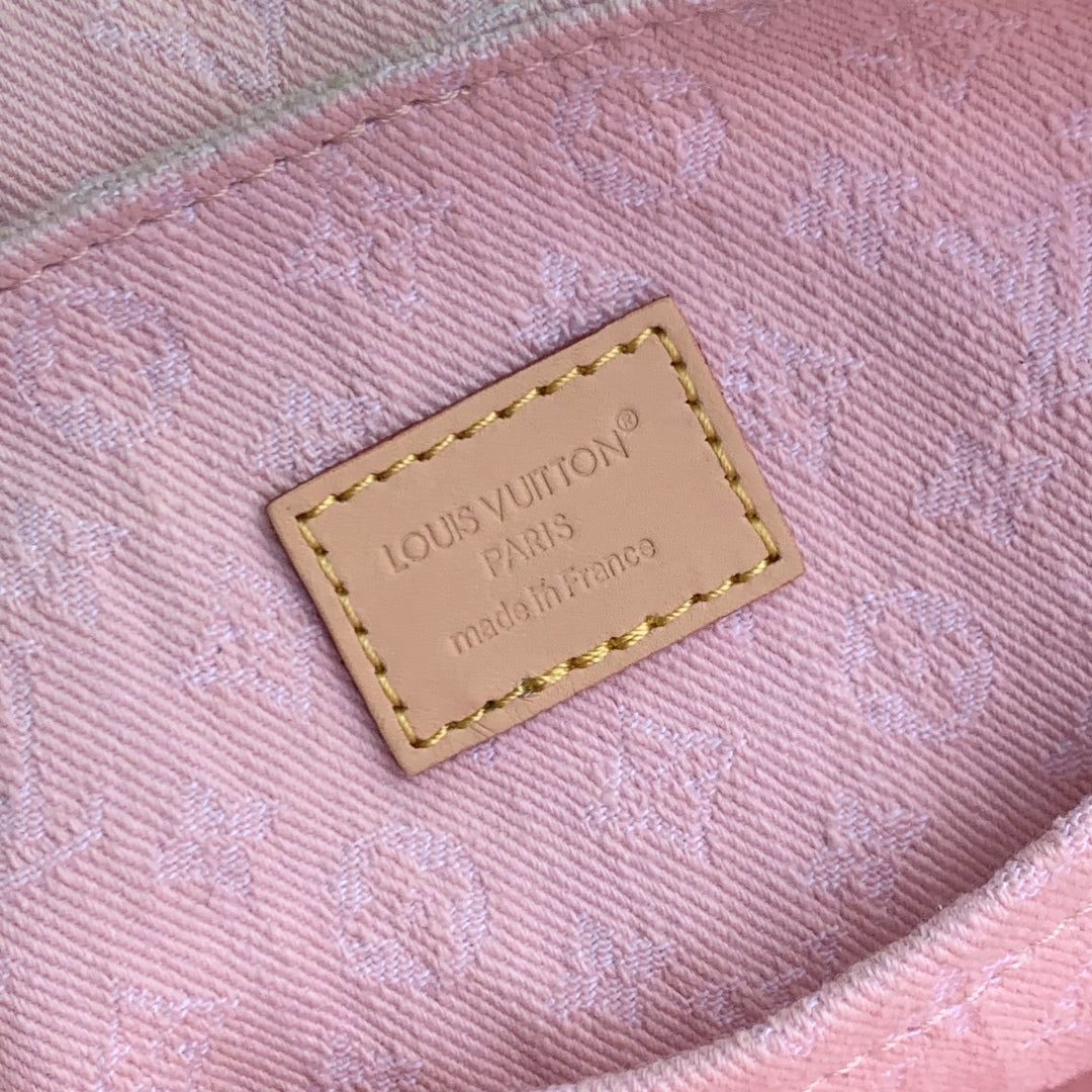 LOUIS VUITTON VENICE BACKPACK 24 IN PINK MONOGRAM DENIM GOLD HARDWARE