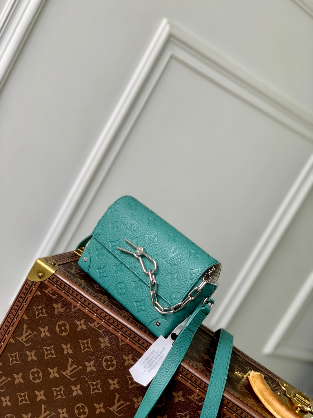 LOUIS VUITTON STEAMER WEARABLE WALLET 18 IN TEAL GREEN MONOGRAM TAURILLON CALFSKIN