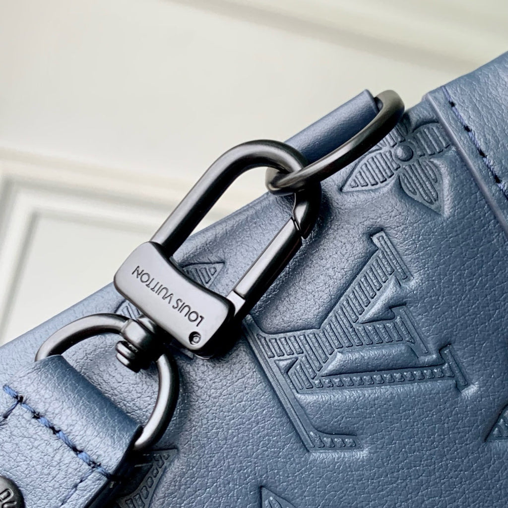 LOUIS VUITTON POCHETTE TOGO 30 IN DARK BLUE MONOGRAM ECLIPSE CALFSKIN EMBOSSED LOGO