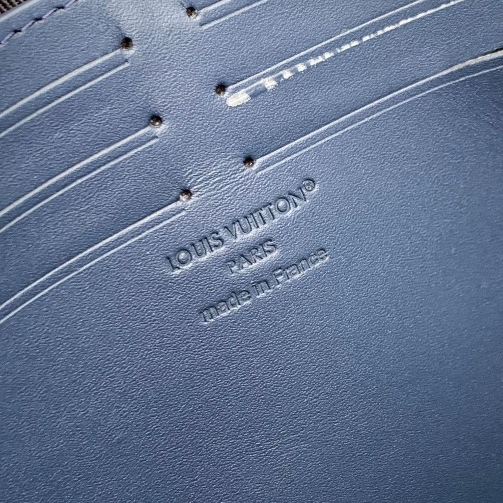 LOUIS VUITTON POCHETTE VOYAGE 27 IN DARK BLUE MONOGRAM ECLIPSE CALFSKIN EMBOSSED LOGO