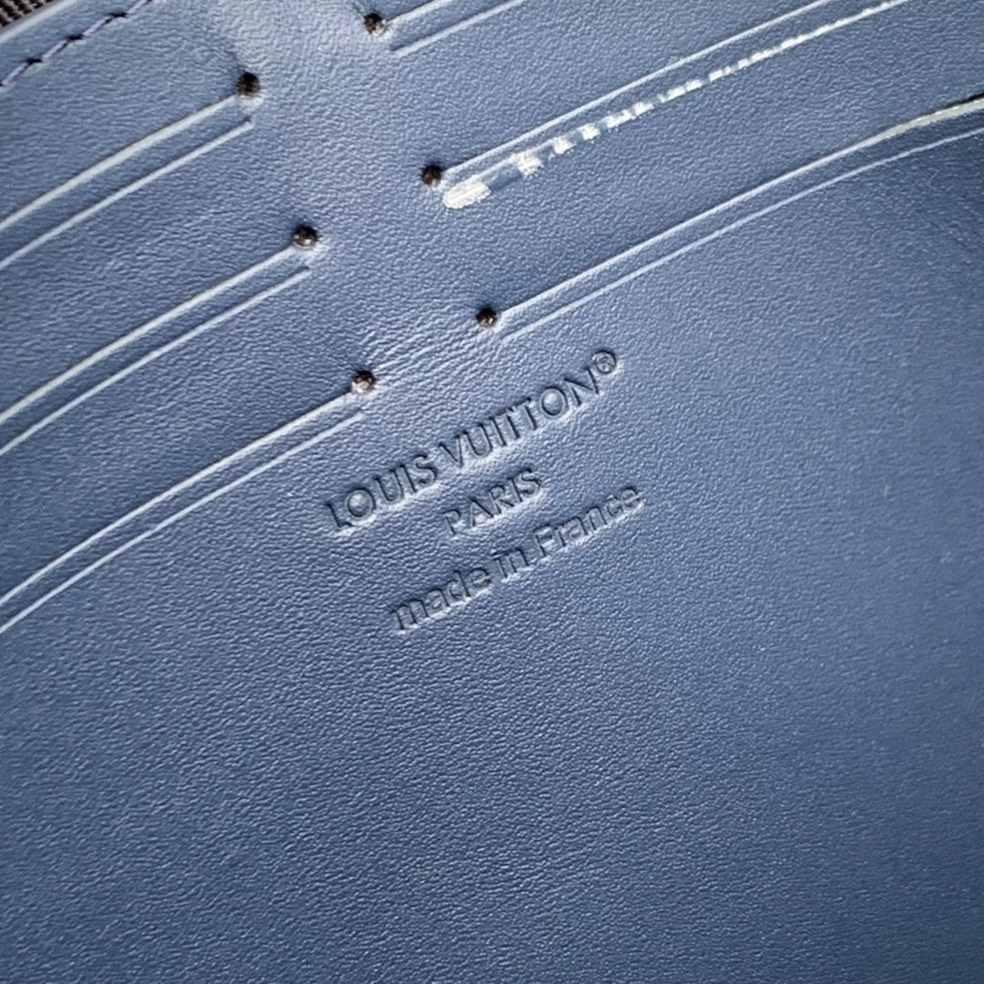LOUIS VUITTON POCHETTE VOYAGE 27 IN DARK BLUE MONOGRAM ECLIPSE CALFSKIN EMBOSSED LOGO