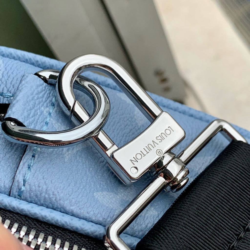 LOUIS VUITTON ALPHA MESSENGER 24 IN BLUE MONOGRAM COATED CANVAS AND CALFSKIN