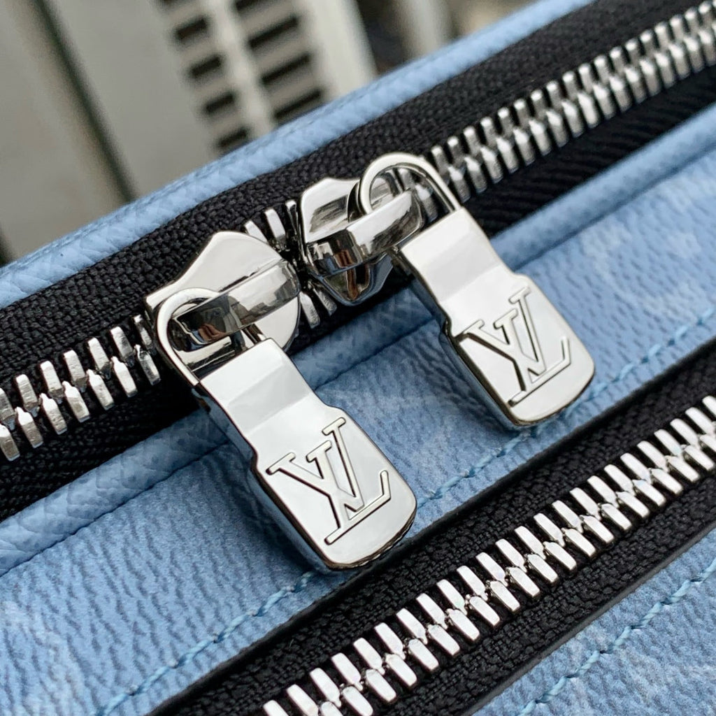 LOUIS VUITTON ALPHA MESSENGER 24 IN BLUE MONOGRAM COATED CANVAS AND CALFSKIN