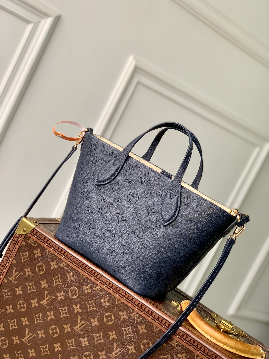 LOUIS VUITTON BLOSSOM PM 20 IN DARK BLUE MONOGRAM PERFORATED CALFSKIN