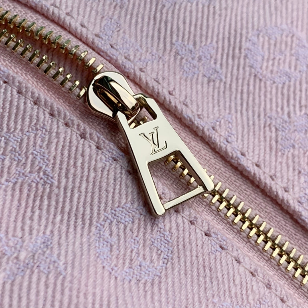 LOUIS VUITTON COSMETIC POUCH 27 IN PINK MONOGRAM DENIM GOLD HARDWARE