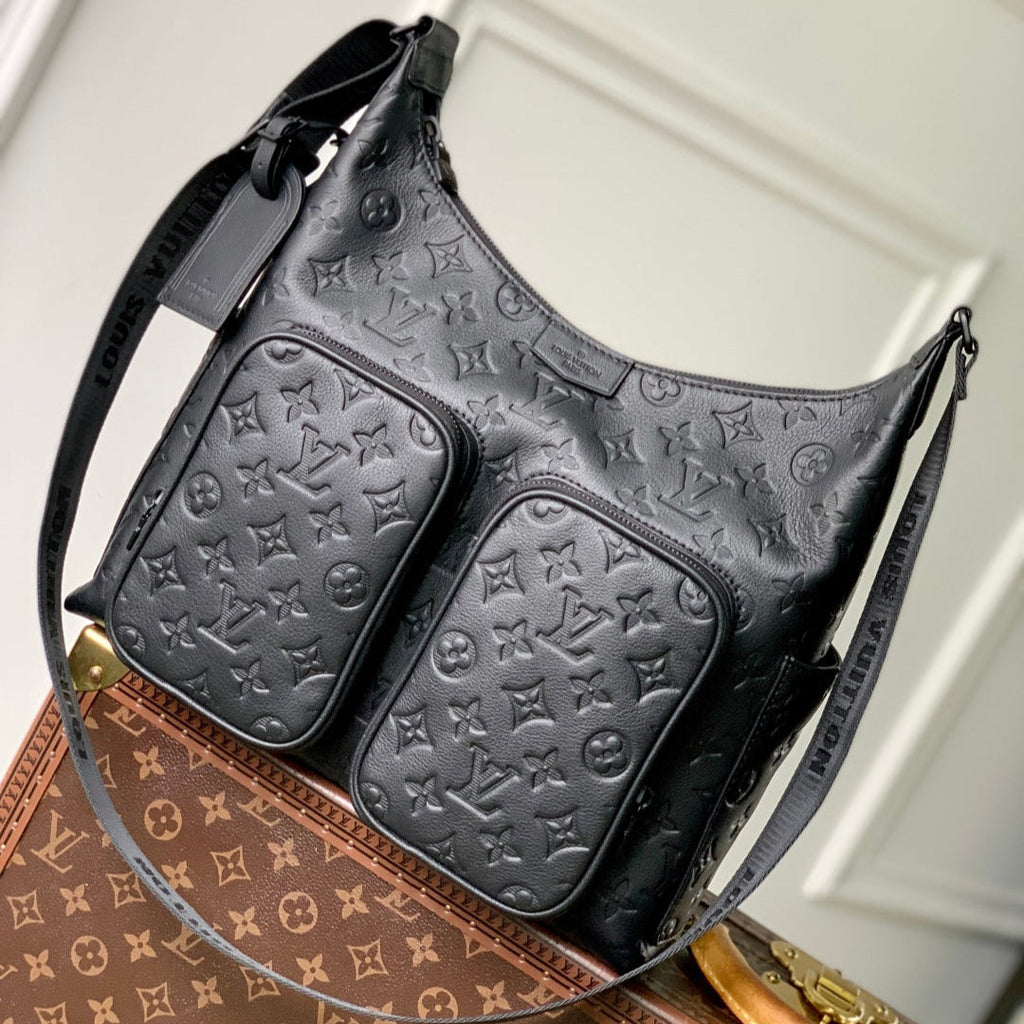 LOUIS VUITTON HOBO CARGO 35 IN BLACK MONOGRAM SHADOW CALFSKIN