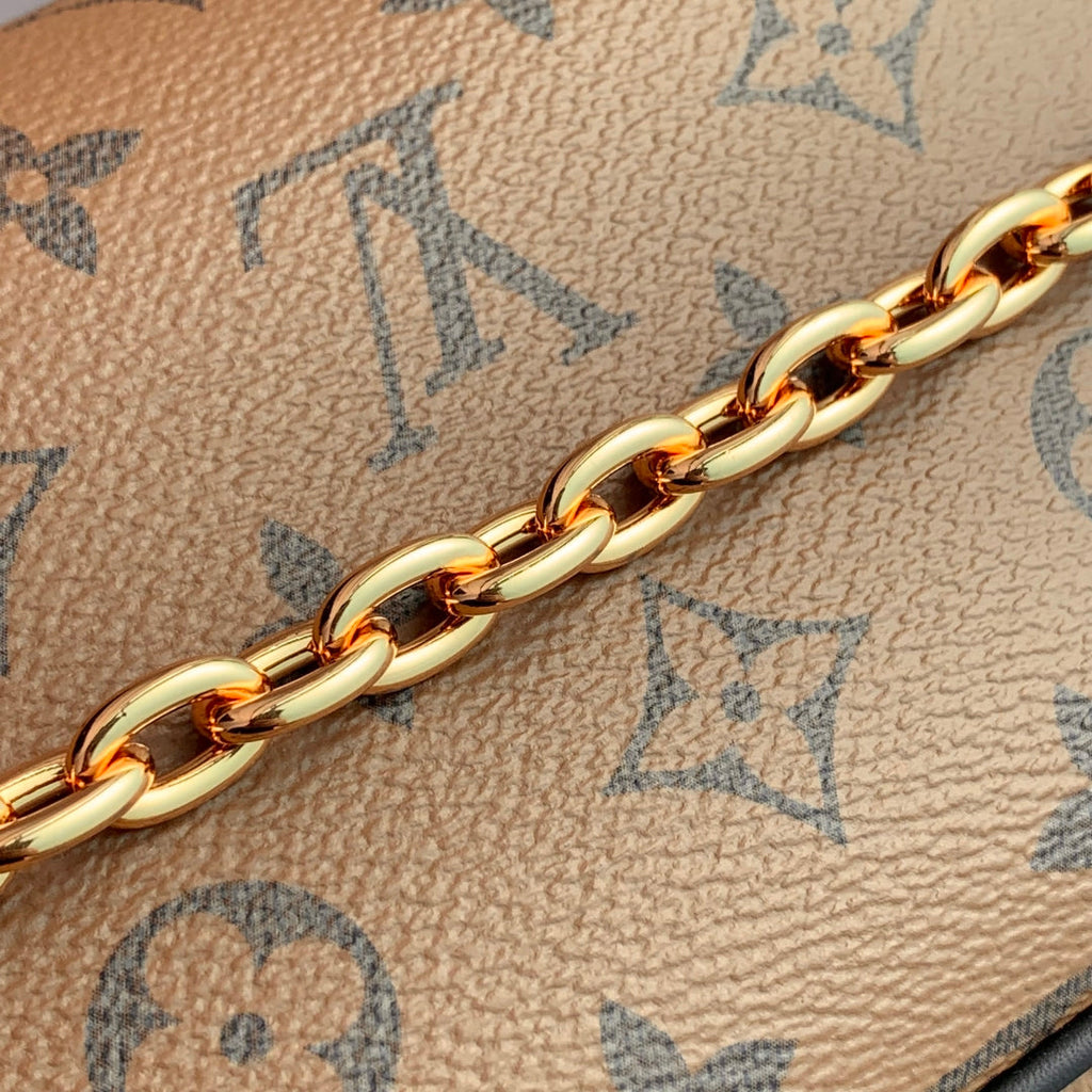 LOUIS VUITTON WALLET ON CHAIN IVY 23 IN BROWN MONOGRAM REVERSE CANVAS