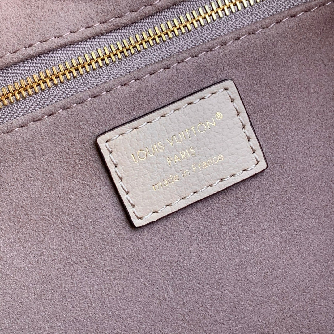 LOUIS VUITTON ANYTIME PM 34 IN NUDE PINK MONOGRAM EMPREINTE CALFSKIN