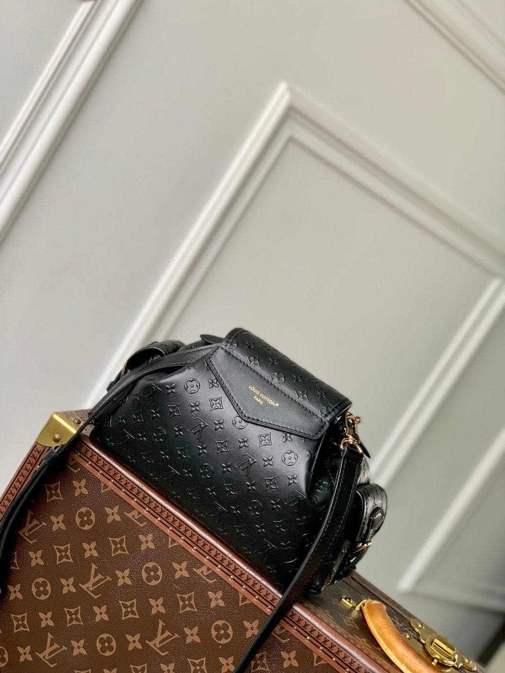 LOUIS VUITTON MONTSOURIS BACKPACK 27 IN BLACK MONOGRAM BOLD COATED CALFSKIN