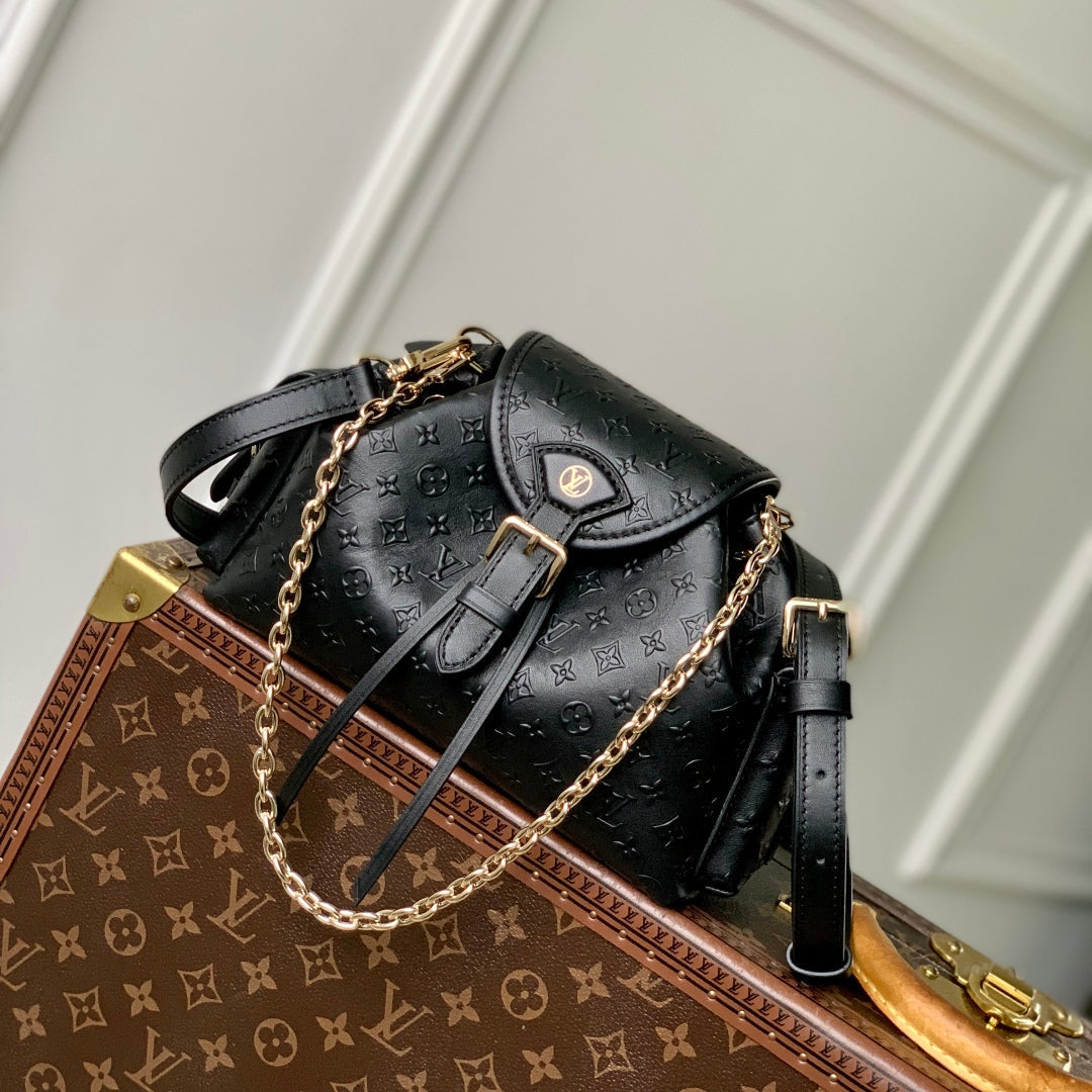 LOUIS VUITTON MONTSOURIS BACKPACK 27 IN BLACK MONOGRAM BOLD COATED CALFSKIN