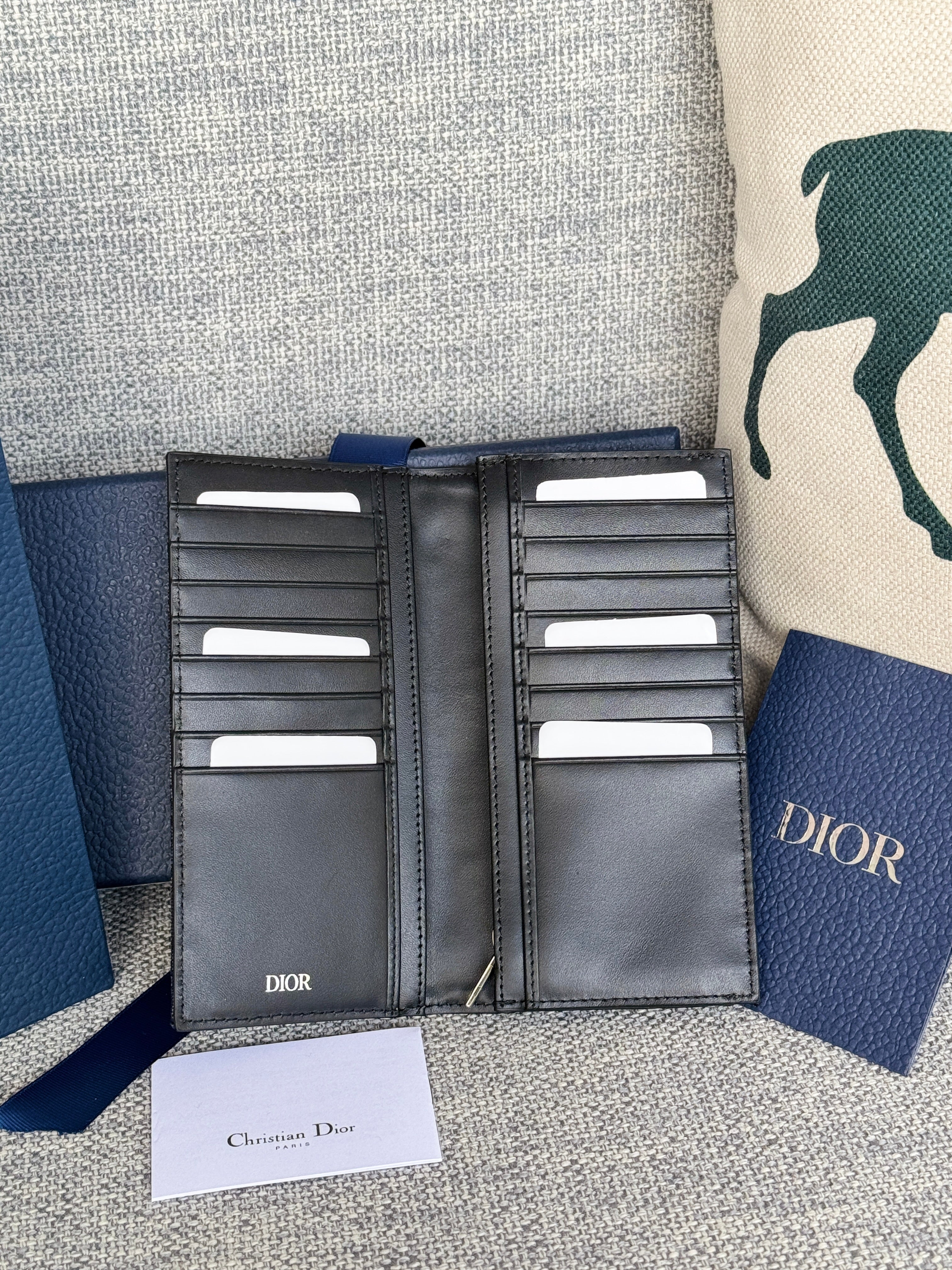 DIOR VERTICAL LONG WALLET 19 IN BLACK MONOGRAM OBLIQUE JACQUARD