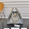 CHANEL 25S HOBO BAG 30 IN SILVER CAVIAR WITH GOLD HARDWARE