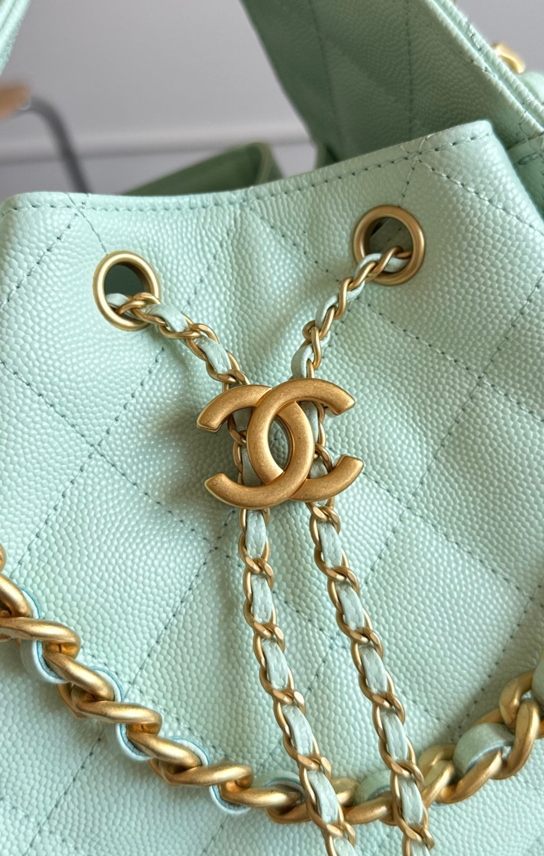 CHANEL 25S HOBO BAG 30 IN SEAFOAM GREEN CAVIAR WITH GOLD HARDWARE