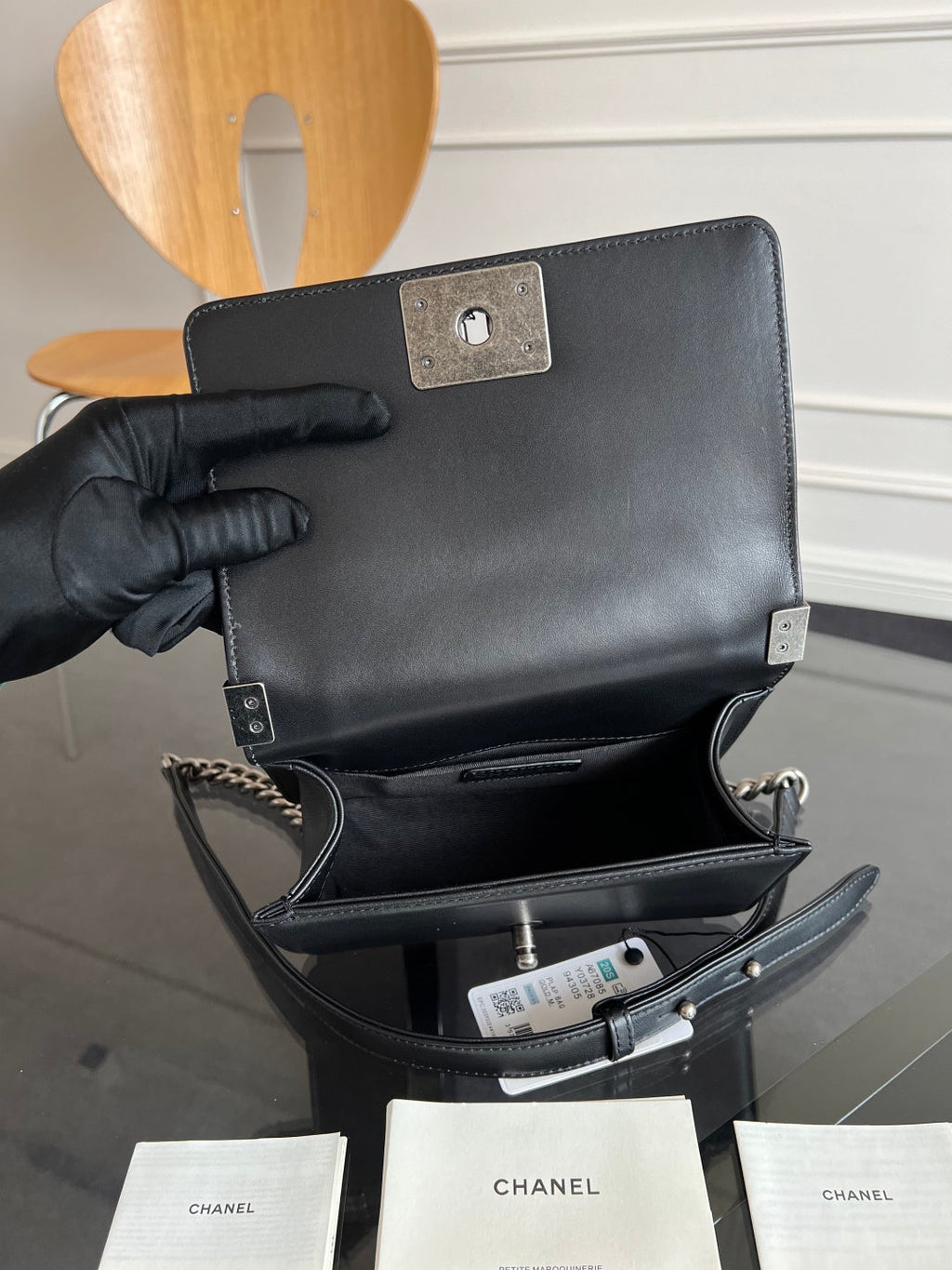 CHANEL 25S BOY BAG 20 IN BLACK LAMBSKIN