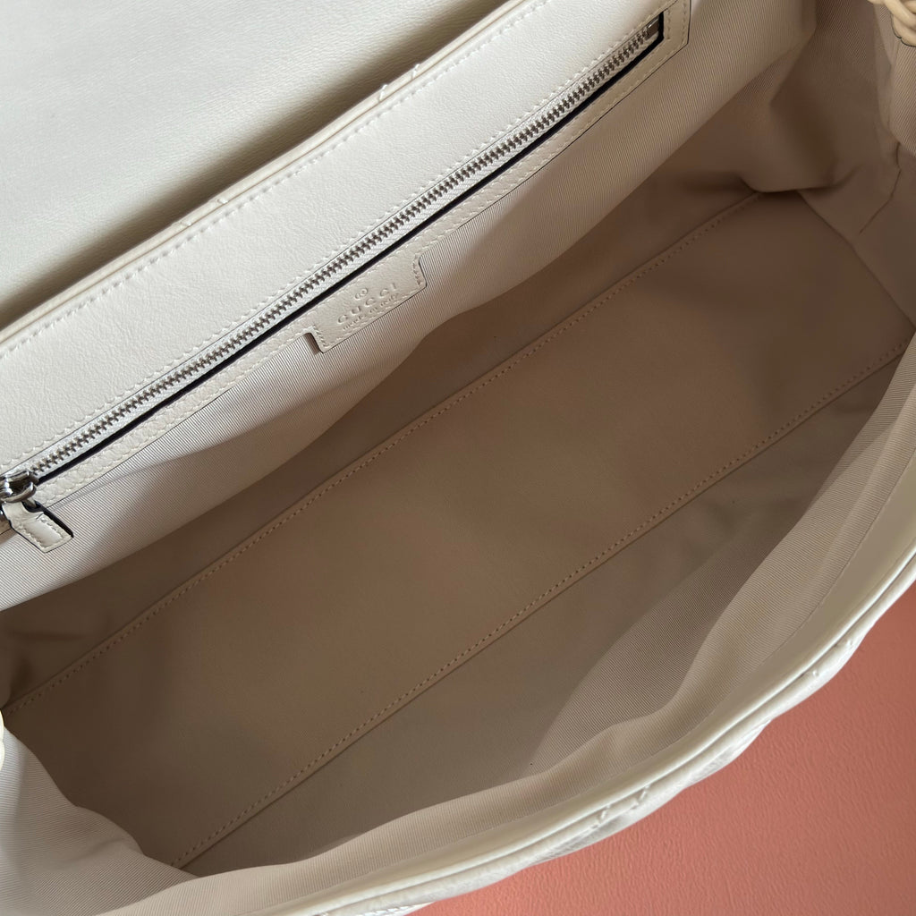 GUCCI 26S  MARMONT BAG 37 IN CREAM WHITE CALFSKIN