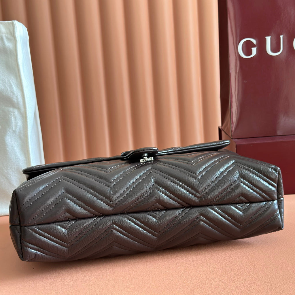 GUCCI 26S  MARMONT BAG 37 IN DARK BROWN CALFSKIN