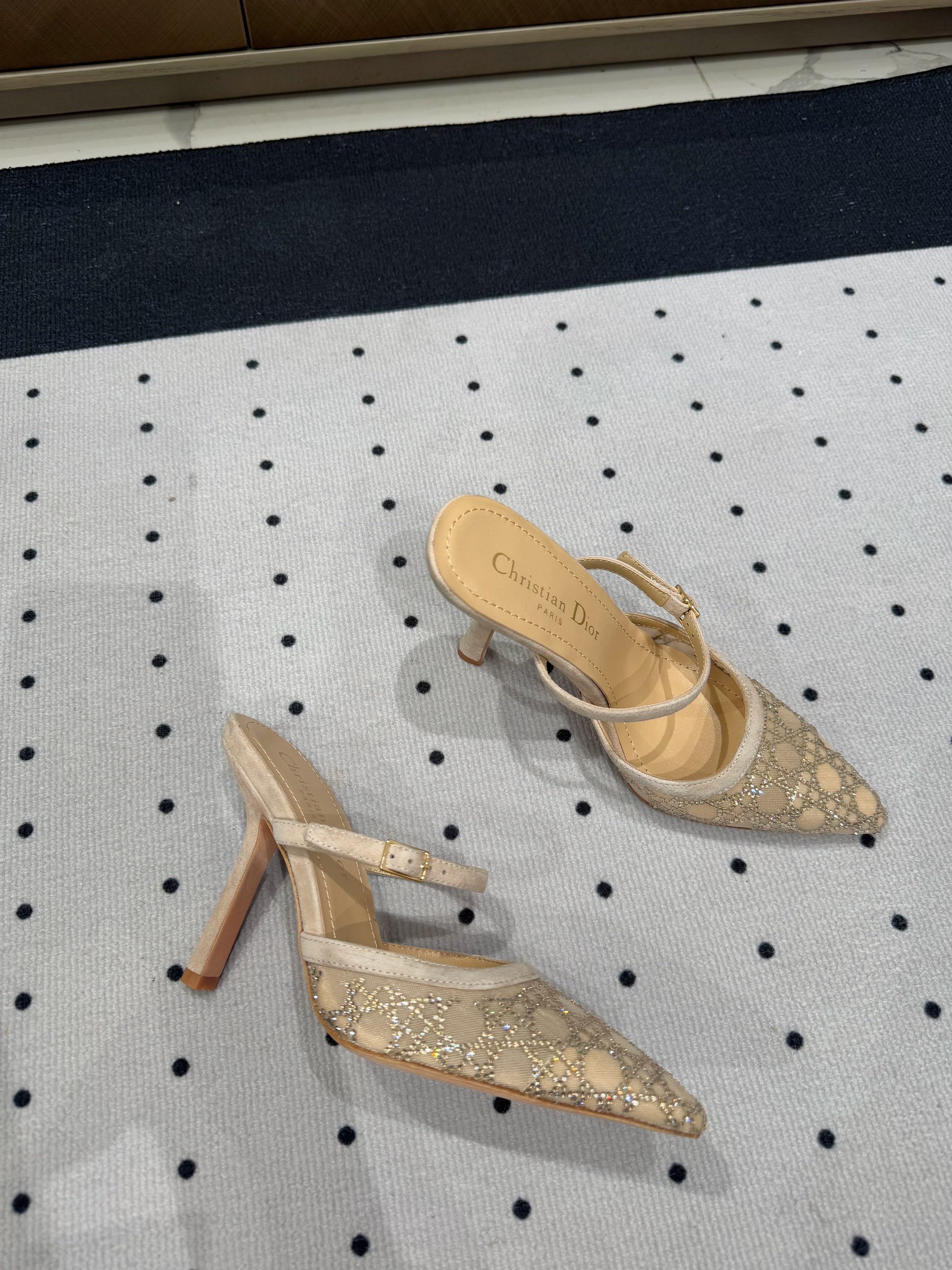 DIOR HIGH HEELS MULE IN CAMEL BEIGE LAMB SUEDE 10 CM