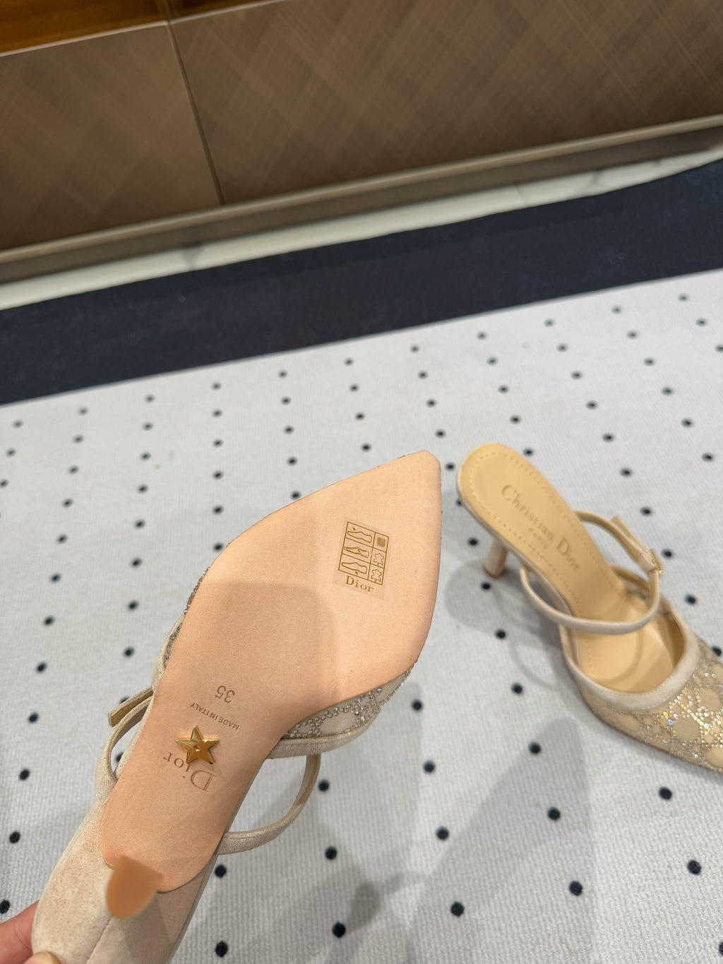 DIOR HIGH HEELS MULE IN CAMEL BEIGE LAMB SUEDE 10 CM