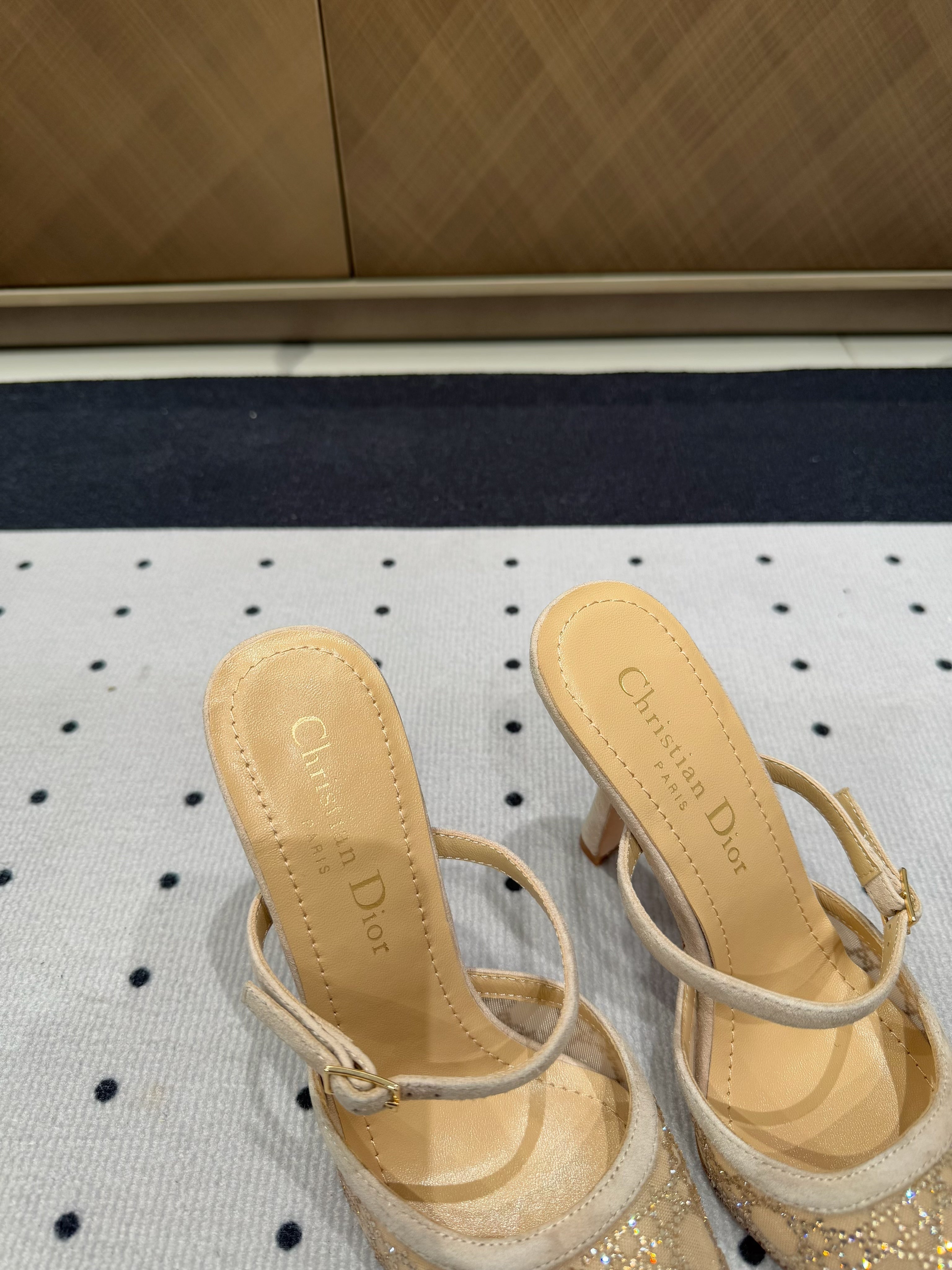 DIOR HIGH HEELS MULE IN CAMEL BEIGE LAMB SUEDE 10 CM