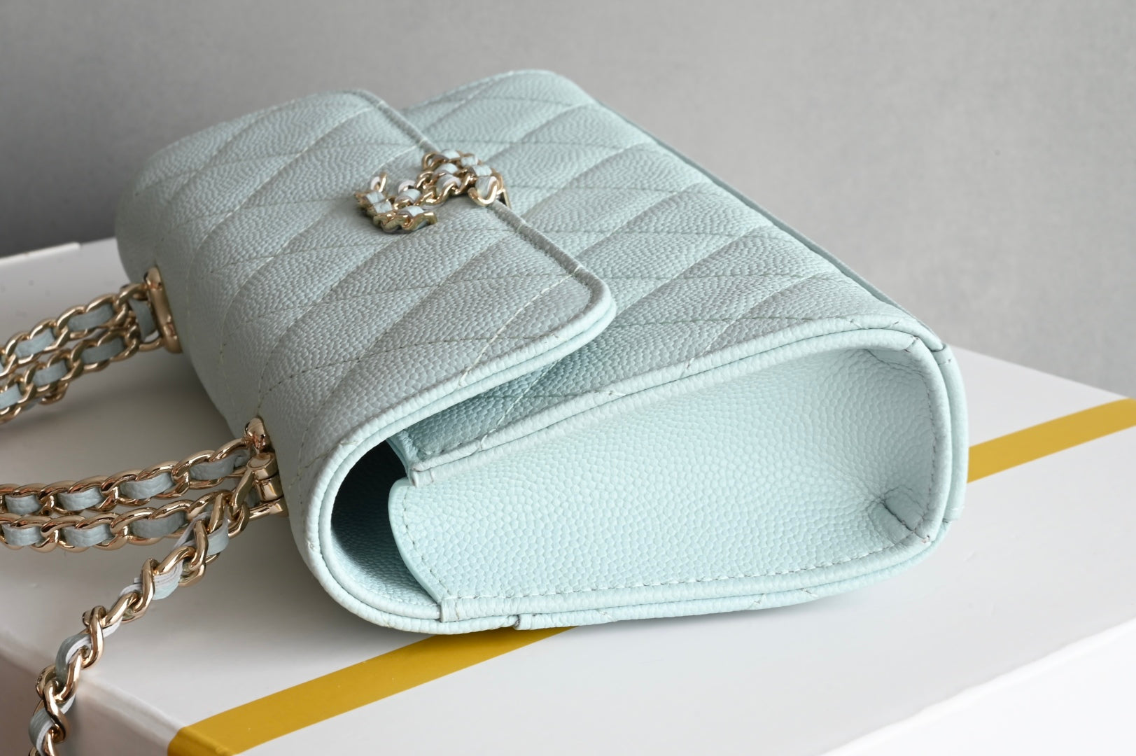 CHANEL 25S KELLY 18 CM IN SOFT MINT BLUE LAMBSKIN