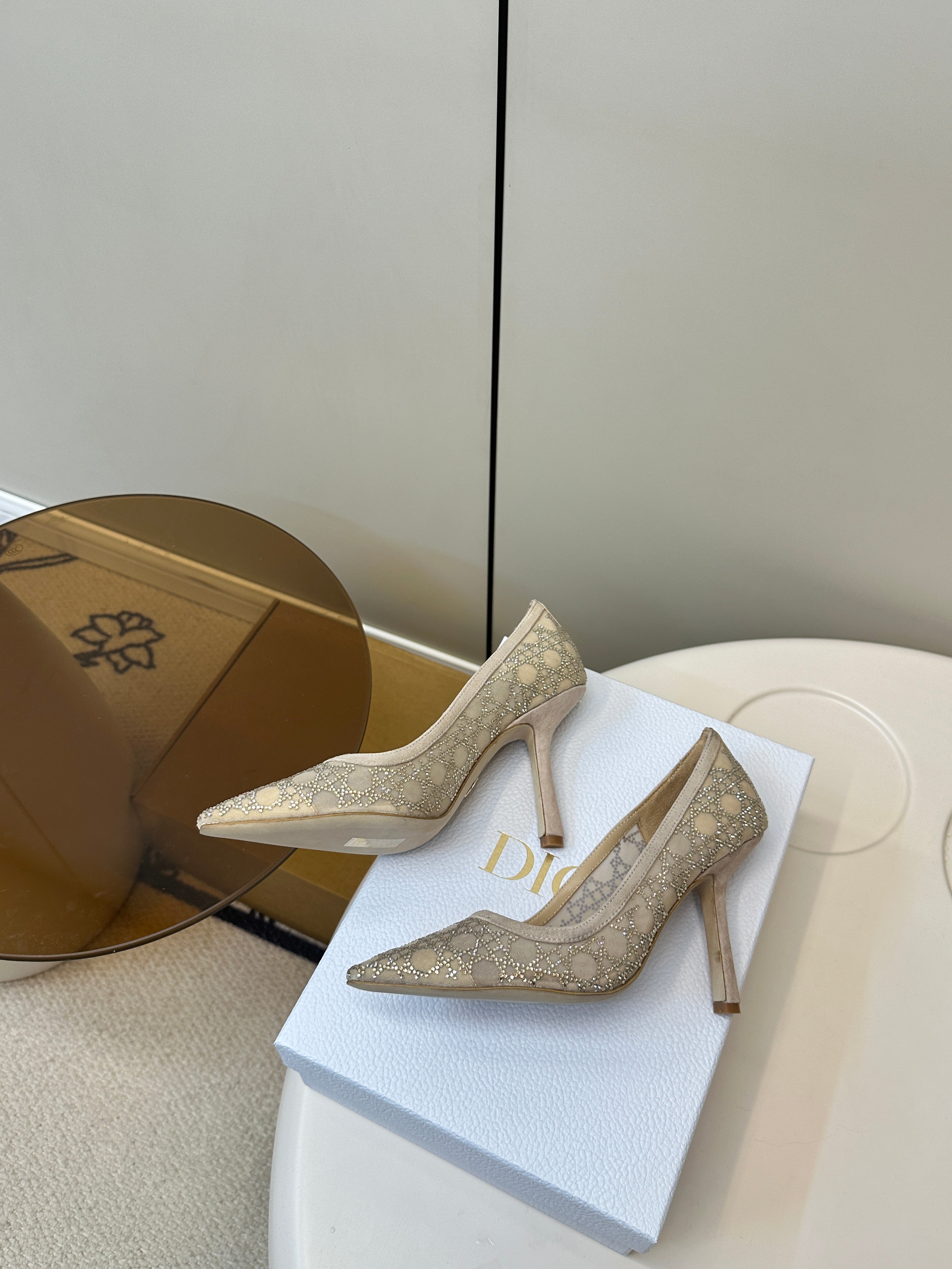 DIOR HIGH HEELS PUMP IN CAMEL BEIGE LAMB SUEDE 10 CM