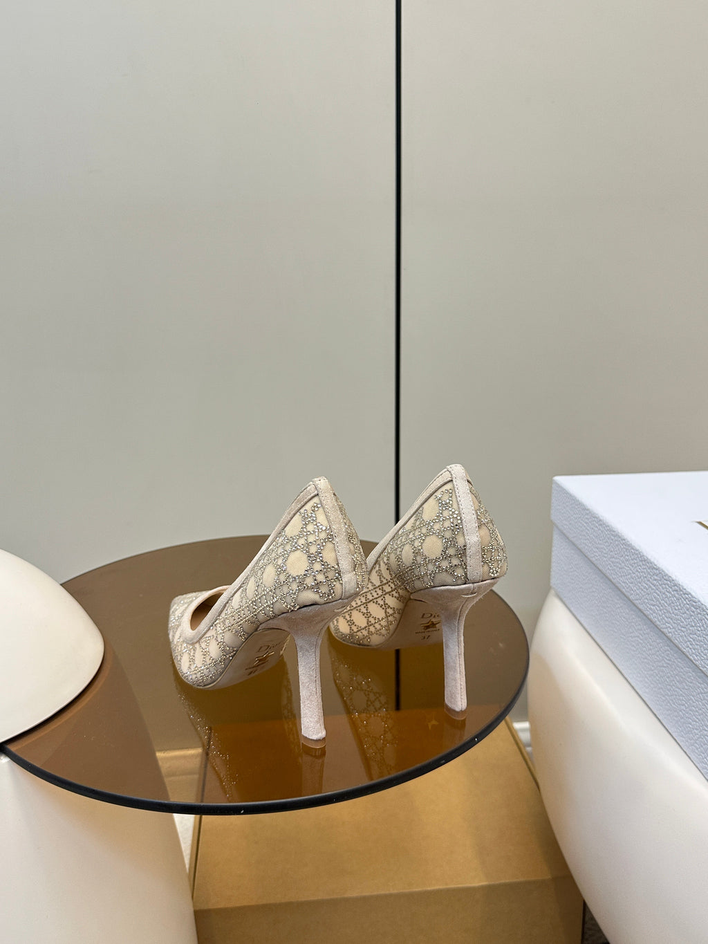 DIOR HIGH HEELS PUMP IN CAMEL BEIGE LAMB SUEDE 10 CM