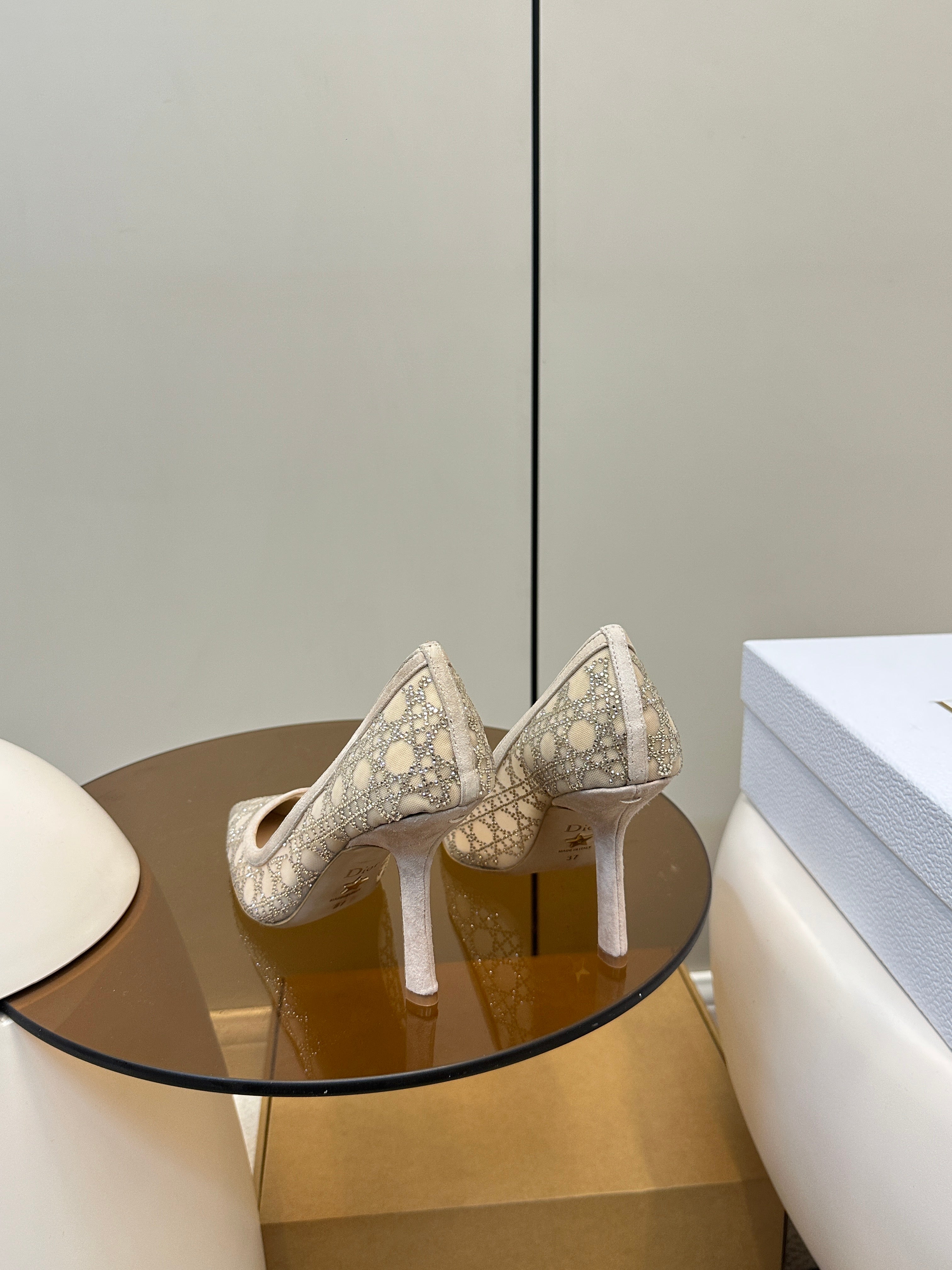DIOR HIGH HEELS PUMP IN CAMEL BEIGE LAMB SUEDE 10 CM