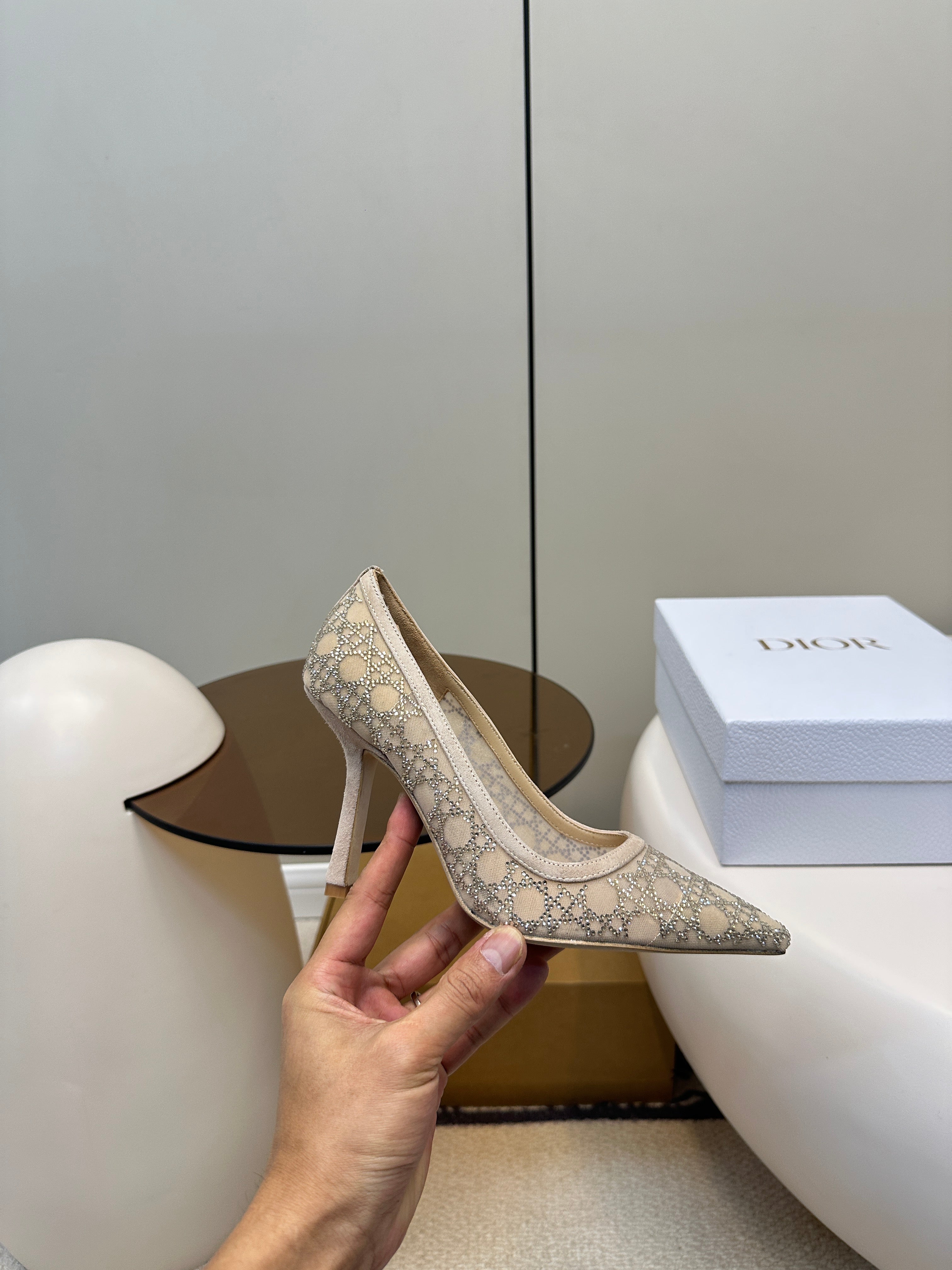 DIOR HIGH HEELS PUMP IN CAMEL BEIGE LAMB SUEDE 10 CM
