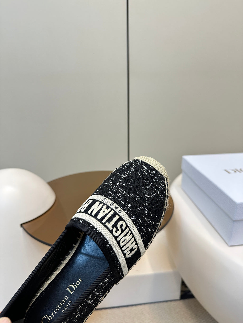 DIOR GRANVILLE ESPADRILLE BLACK OBLIQUE EMBROIDERED COTTON