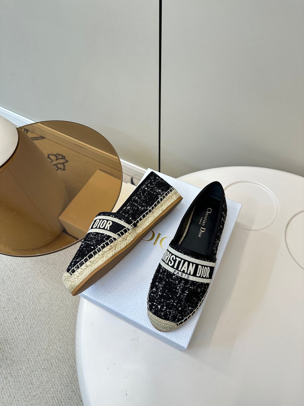 DIOR GRANVILLE ESPADRILLE BLACK OBLIQUE EMBROIDERED COTTON