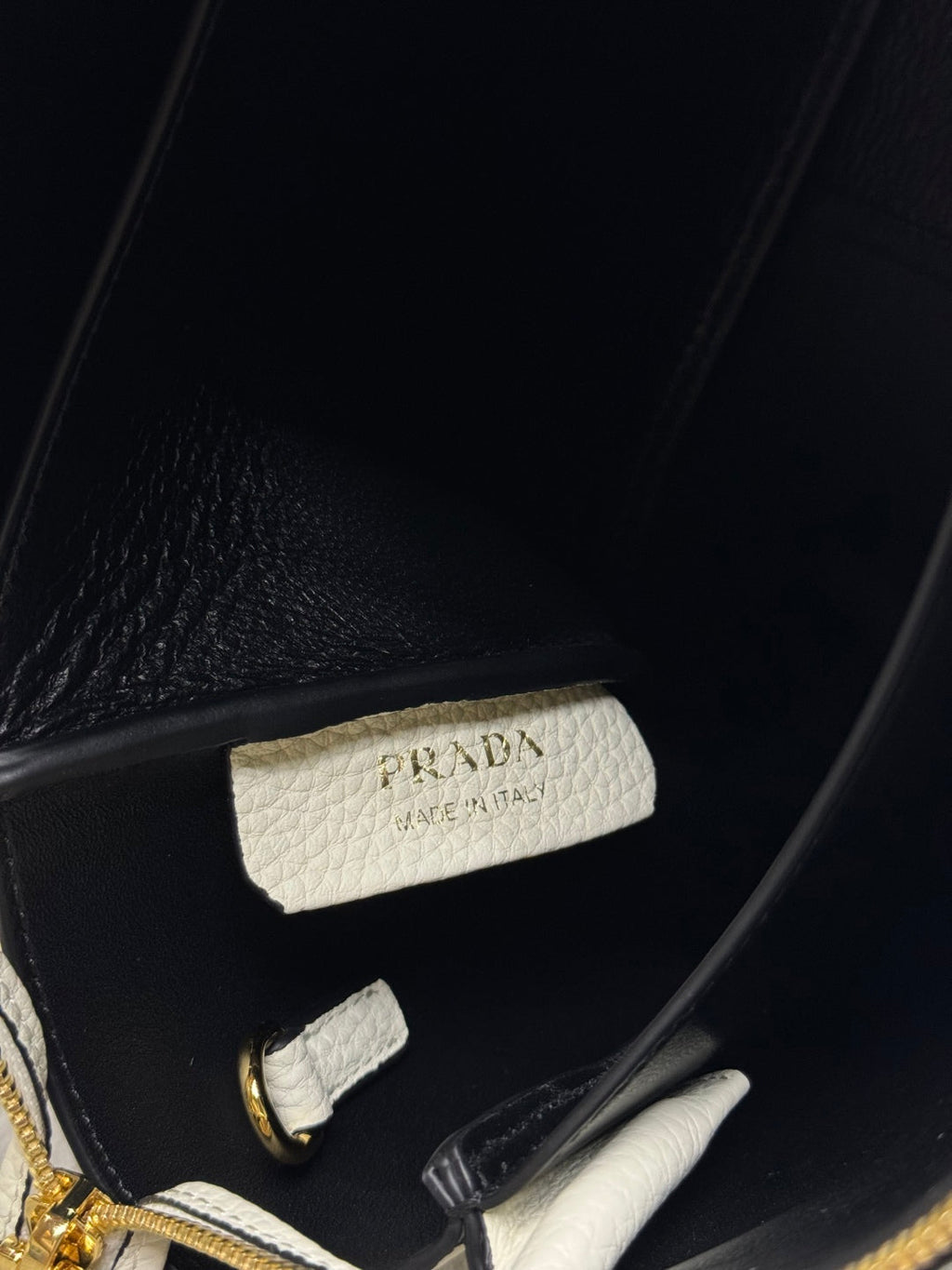 PRADA 25S SMALL BAG 23 IN IVORY CALFSKIN GOLD HARDWARE