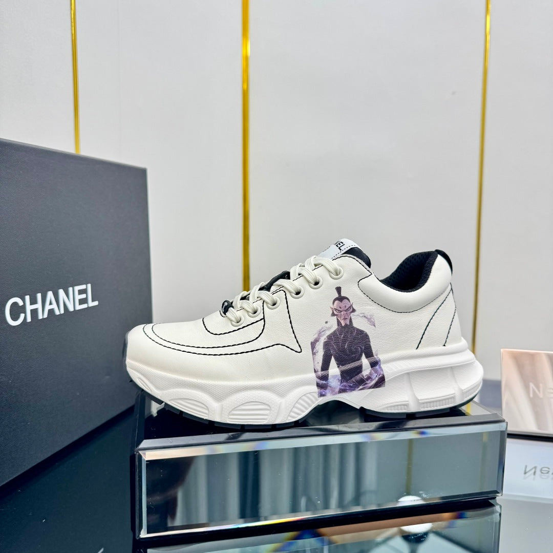 CHANEL TRAINERS SNEAKER IN WHITE CALFSKIN WITH STICKER 238625